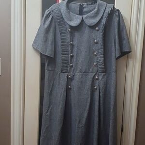Grey button grey dress plus size 3X